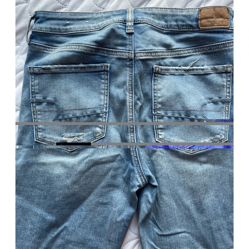 American Eagle Women’s Super Stretch Mom Straight Jeans Size 8 High Rise Blue